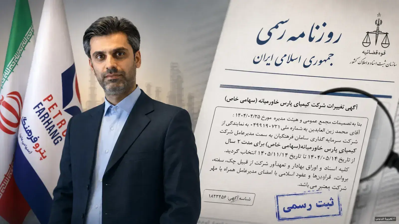 ابهام در انتصاب زین‌العابدین: سرپرست کیمیای پارس چگونه خود را مدیرعامل ثبت کرد؟